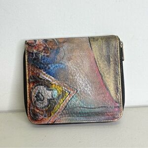 NEW Jane Yoo Vintage Hand Painted Leather Wallet